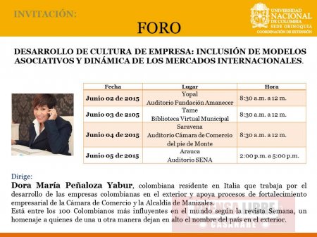 Universidad Nacional de Colombia Sede Orinoquia realizará Foro en Yopal