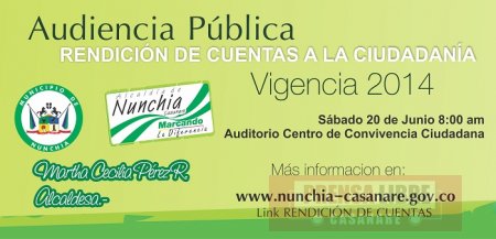 Alcaldía de Nunchía rendirá cuentas el 20 de junio 