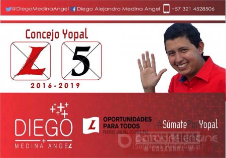 Hoy lanzamiento de campaña al Concejo de Yopal de Diego Medina Ángel
