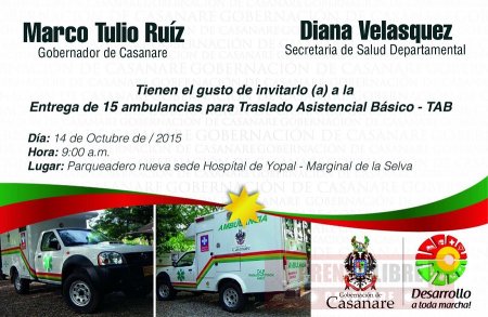En plena época electoral Gobernación de Casanare entrega hoy 15 ambulancias