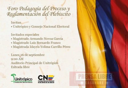 Consejo Nacional Electoral hace pedagogía del Plebiscito por la Paz hoy en Unitrópico