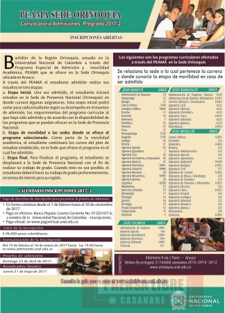 Último día de inscripciones de admisión de la Universidad Nacional de Colombia sede Orinoquia 2017-2