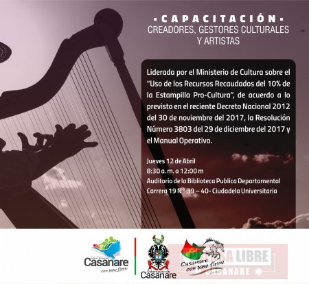 Hoy capacitación para creadores, gestores culturales y artistas de Casanare