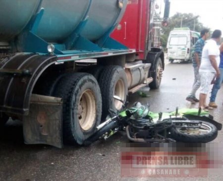 Falleció motociclista en accidente de tránsito en Aguazul