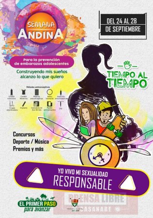 Del 24 al 28 de septiembre en Yopal Semana Andina de prevención de embarazos en adolescentes