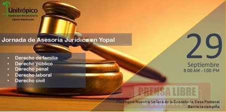 Unitrópico realiza el sábado jornada de consultorio jurídico en Yopal