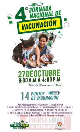 Este sábado cuarta Jornada Nacional de Vacunación
