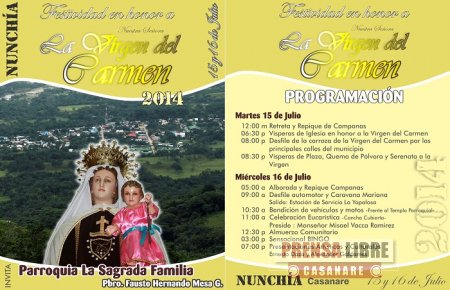 Festividades en honor a la Virgen del Carmen en Nunchía