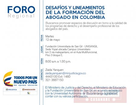 Hoy en Yopal Foro Regional Desafíos y Lineamientos  de la formación del abogado en Colombia