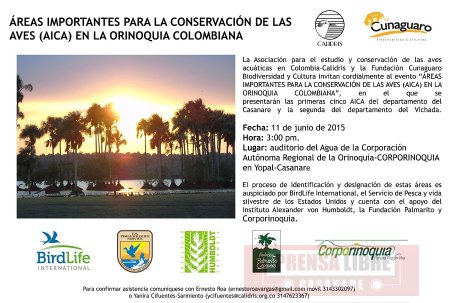 Hoy se entregan certificados de áreas Importantes para la Conservación de Aves en Casanare