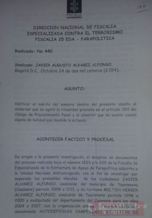 Candidato a la Alcaldía de Tauramena Javier Álvarez mostró documentos en que demuestra que no tiene investigaciones penales
