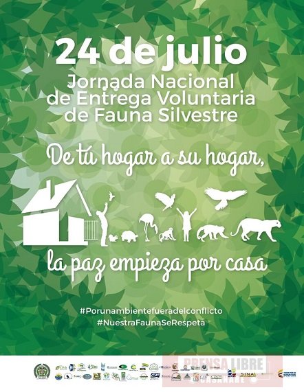 Este viernes jornada nacional de entrega voluntaria de Fauna Silvestre