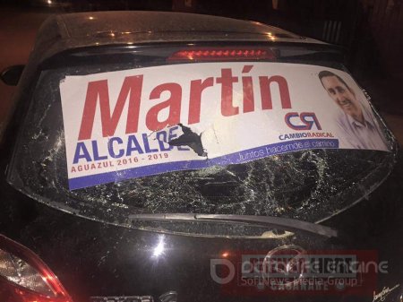 Atentado contra vehículo de la esposa del candidato a la Alcaldía de Aguazul Martín Pérez