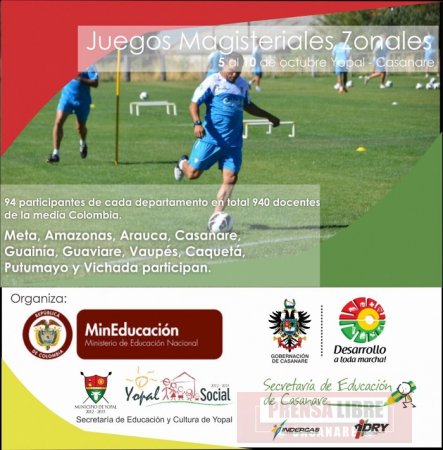 Del 5 al 10 de octubre Yopal será sede de Juegos Deportivos del Magisterio 