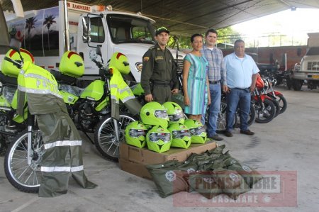 Fuerza pública en Sabanalarga recibió nueve motocicletas 