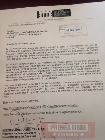 Denuncian ante Procurador Ordoñez aparente parcialización del Gobernador Ruíz y Alcalde a favor de Julio Ramos