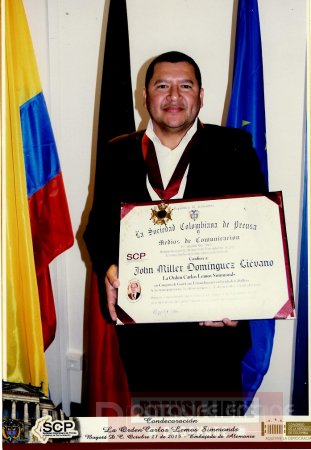 Embajada de Alemania y Sociedad Colombiana de Prensa condecoraron al Ingeniero Jhon Miller Domínguez 