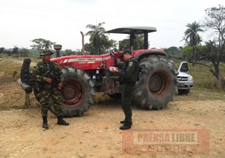 Campamento del ELN fue desmantelado en Recetor y un tractor recuperado en Paz de Ariporo 