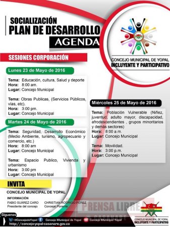 Concejo de Yopal convoca esta semana habitantes del sector urbano a conocer Plan de Desarrollo