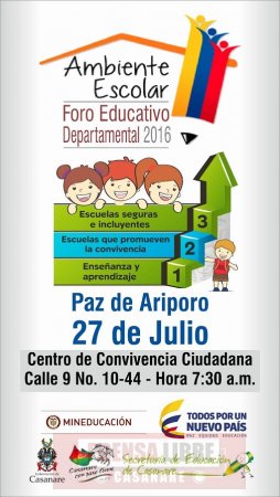 Foro Educativo Departamental 2016 este miércoles en Paz de Ariporo