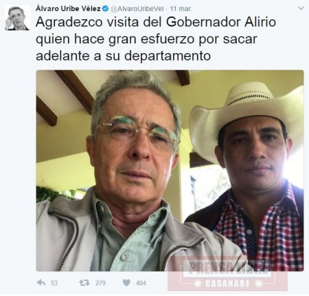Gobernador de Casanare visitó en su sitio de recuperación al ex Presidente Álvaro Uribe