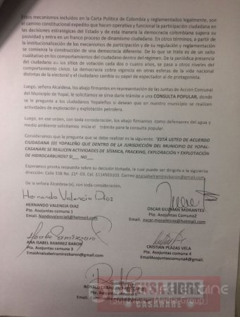 Solicitan a Alcaldía de Yopal convocar Consulta Popular sobre exploración y explotación petrolera