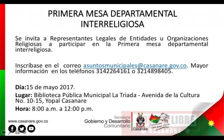 Mesa Departamental Interreligiosa propiciada por la Gobernación de Casanare