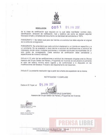 Nuevo procedimiento para expedición de certificados emitidos por Vivienda Departamental