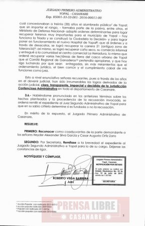 Juez no aceptó recusación en el caso de Ceiba EICE