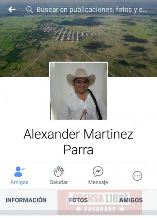 Desde perfil falso en Facebook solicitan dinero a nombre del Alcalde de Hato Corozal 