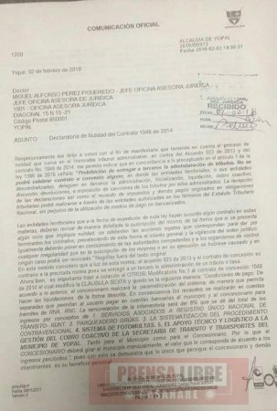 Solicitan declarar nulidad del contrato de concesión de los servicios de tránsito en Yopal