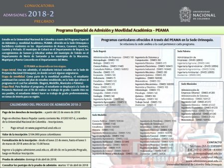 Inscripciones para admisión a programas de pregrado de la Universidad Nacional sede Orinoquia