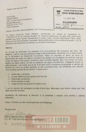 Funcionario de la Alcaldía de Yopal presuntamente solicitaba favores sexuales a cambio de asesorías 