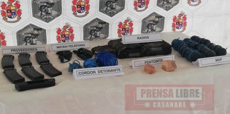 Material explosivo, municiones, intendencia y de comunicaciones fue hallado en depósito ilegal en Hato Corozal