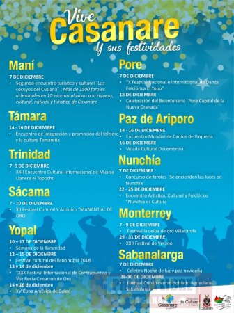 Nueve municipios de Casanare celebran festividades en diciembre