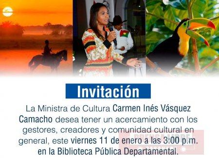 Ministra de Cultura se reúne hoy con gestores y creadores culturales de Casanare