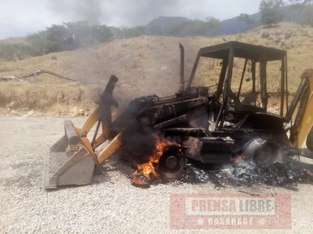 ELN incineró maquinaria amarilla en zona rural de Tauramena