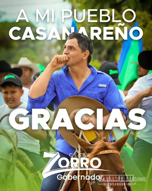 Con 127.216 votos ganó la Gobernación Cesar Augusto Ortiz Zorro