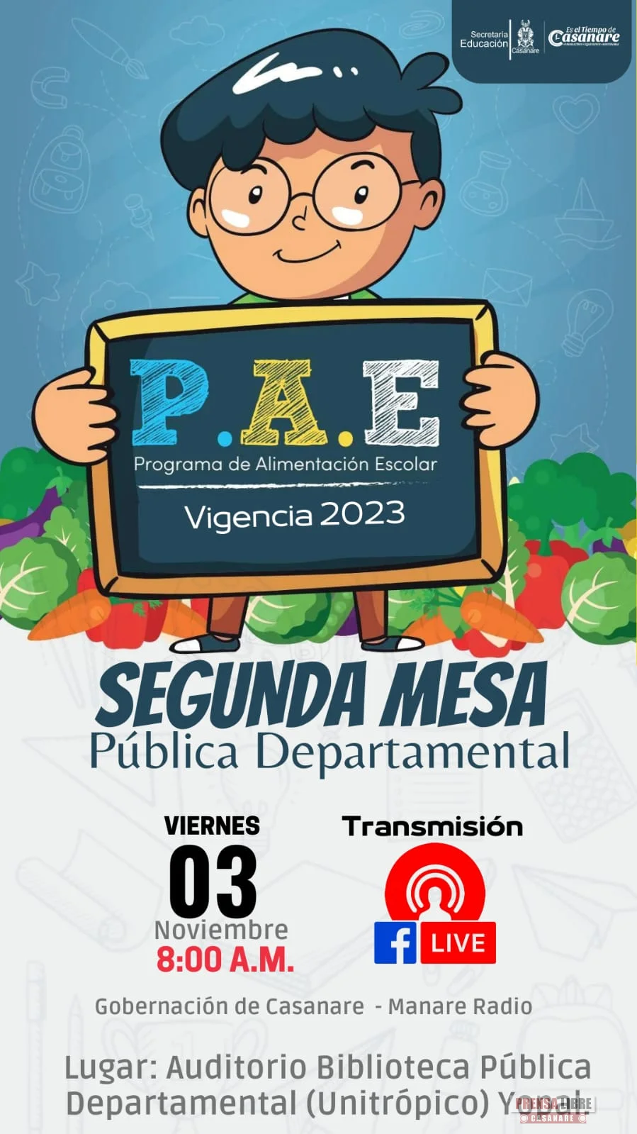 Este viernes: Segunda Mesa Pública Departamental del Programa PAE